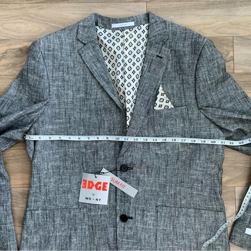 Edge By WD. NY Linen Blend Grey Blazer - Picture 3 of 8